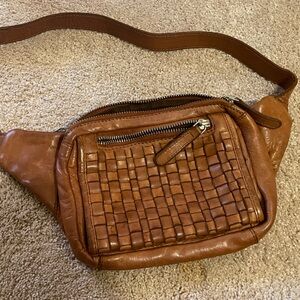 Brown Leather Woven Sling